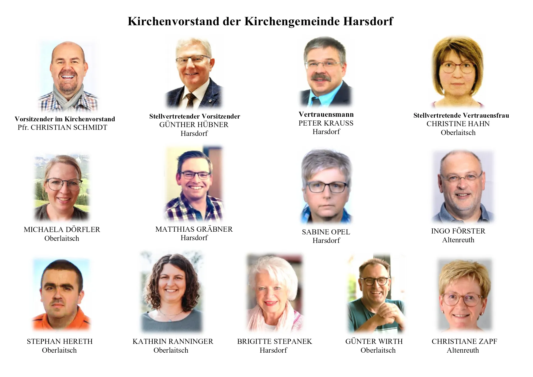 die einzelnen Köpfe des neuen Kirchenvorstands in einer Kollage